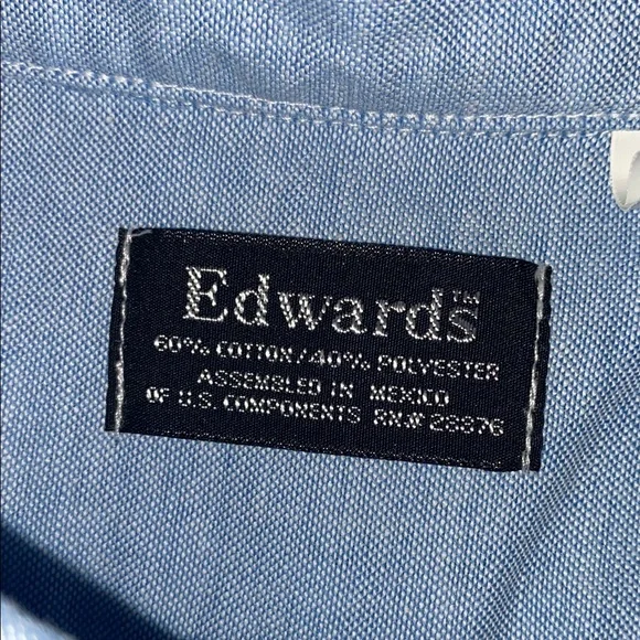 Edward’s Men's Blue Uniform/Casual Button Down Shirt - Picture 2 of 4